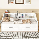 Daybed Frame With Storage Bookcases, 2 Drawers, Charging Station
