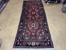 3' 4" X 9' Antique Handmade Wool Rug Runner Floral Organic Dyes Red Nice