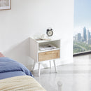 15.75" Rattan End Table With Drawer And Solid Wood Legs, Modern Nightstand, Side Table For Living Room, Bedroom by Unique Piece Furniture
