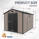 8x10 FT Plastic Outdoor Storage Shed - Lockable Resin Tool Shed