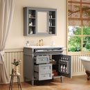 Bathroom Vanity With Mirror Cabinet, Single Sink With 2 Soft Closing Doors And 4 Drawers by HouseOfZazla