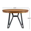 Mid Century Modern Round Dining Table with Metal Legs and Open Shelf by HouseOfZazla