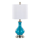 Jasmine - Contemporary Lamp - Clear Sapphire Blue Seeded / Nickel / White