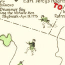 Vintage Map of Rides of Paul Revere, 1929