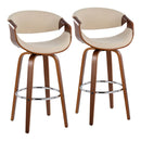 Curvini Mid - Century Modern Fixed Height Barstool With Swivel (Set of 2)