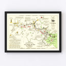 Vintage Map of Rides of Paul Revere, 1929
