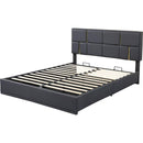 2-Pieces Bedroom Sets,Queen Size Upholstered Platform Bed with Hydraulic Storage System,Storage Ottoman with Metal Legs,Black