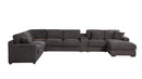 Celine - Corner Sectional Sofa With Right Facing Chaise, Cupholders, And Charging Ports - Gray by HouseOfZazla