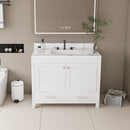 43" Bathroom Vanity With Artificial Marble Carrara Top Set, Multi Functional Bathroom Cabinet With Doors And Drawer - White by Unique Piece Furniture
