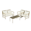4 Pieces Patio Furniture Set, PE Rattan Wicker With Washable Cushion And Tempered Glass Tabletop, Conversation Furniture For Garden Poolside Balcony by HouseOfZazla