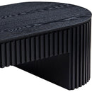 51.18'' Oval Wood Coffee Table With Drawer  Mid Century Modern Coffee Table Unique Coffee Table for Living Room Furniture, Tea Table BLACK