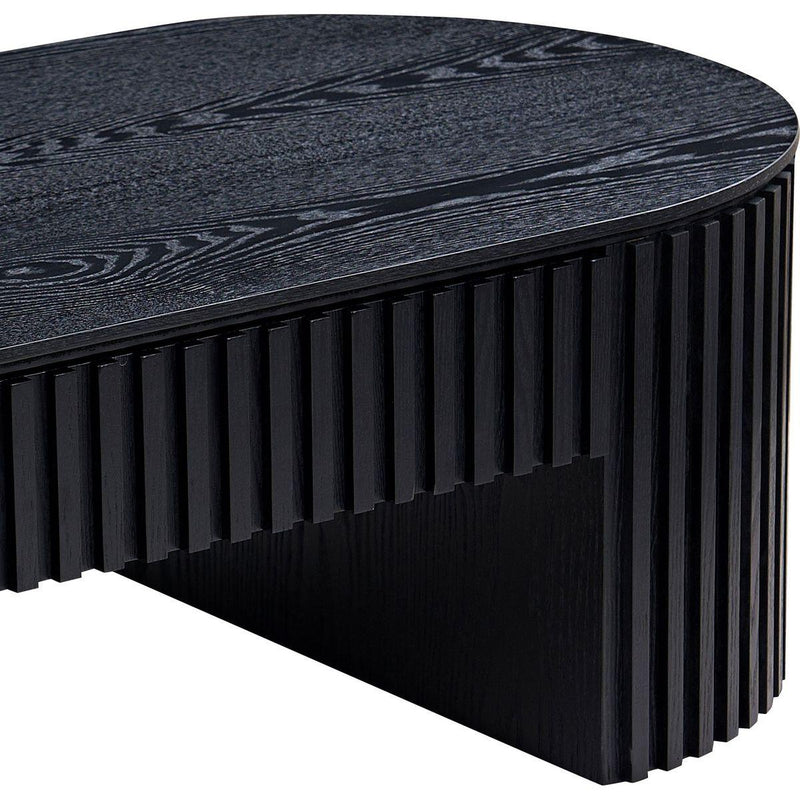 51.18'' Oval Wood Coffee Table With Drawer  Mid Century Modern Coffee Table Unique Coffee Table for Living Room Furniture, Tea Table BLACK