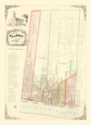 Vintage Map of Detroit, Michigan 1853