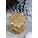 Unique Golden Tree Trunk Stool with Antique Gold Distressed Finish by HouseOfZazla
