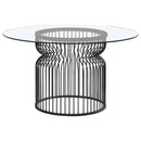 Round Dining Table Industrial Dining Table With Open Cage Base - Gunmetal