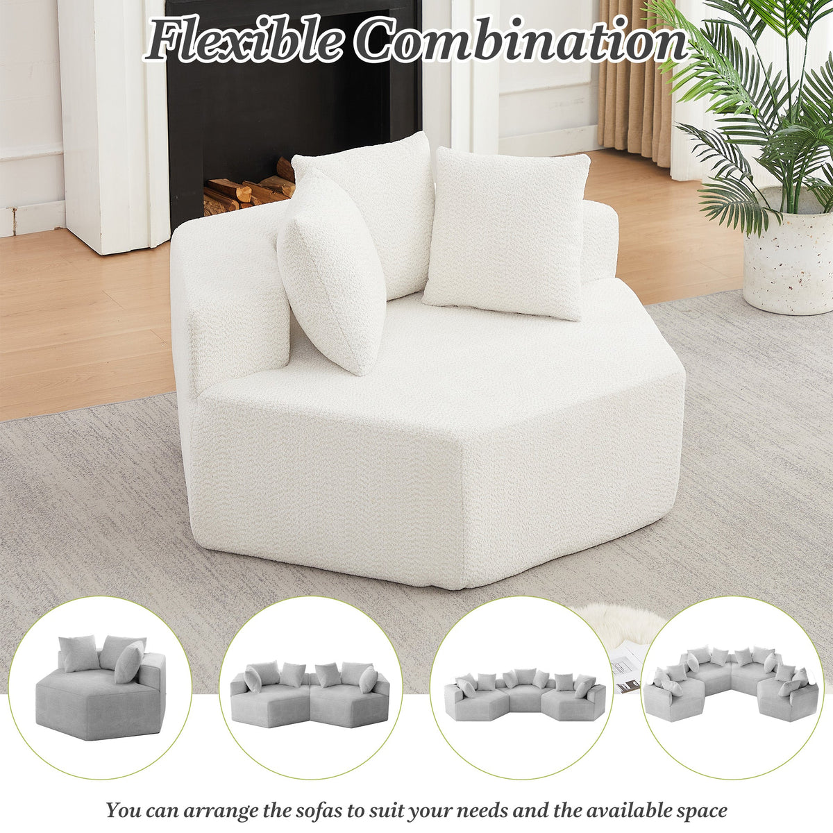 54-Inch Modern-Style Hexagonal Single Lounge Chair, photo 4 of 10
