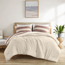 3-Piece King/Cal King Stripe Textured Print Comforter Set - Terracotta