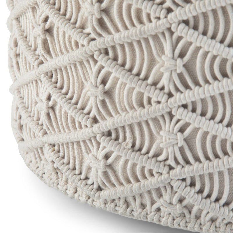 Coates - Round Macrame Pouf - Natural, photo 3 of 5