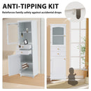 Tall Bathroom Storage Cabinet With Glass Doors, Free-Standing, Two Drawers, And Adjustable Shelves, Board, Painted Perfect For Displaying Your Favorite Items by HouseOfZazla
