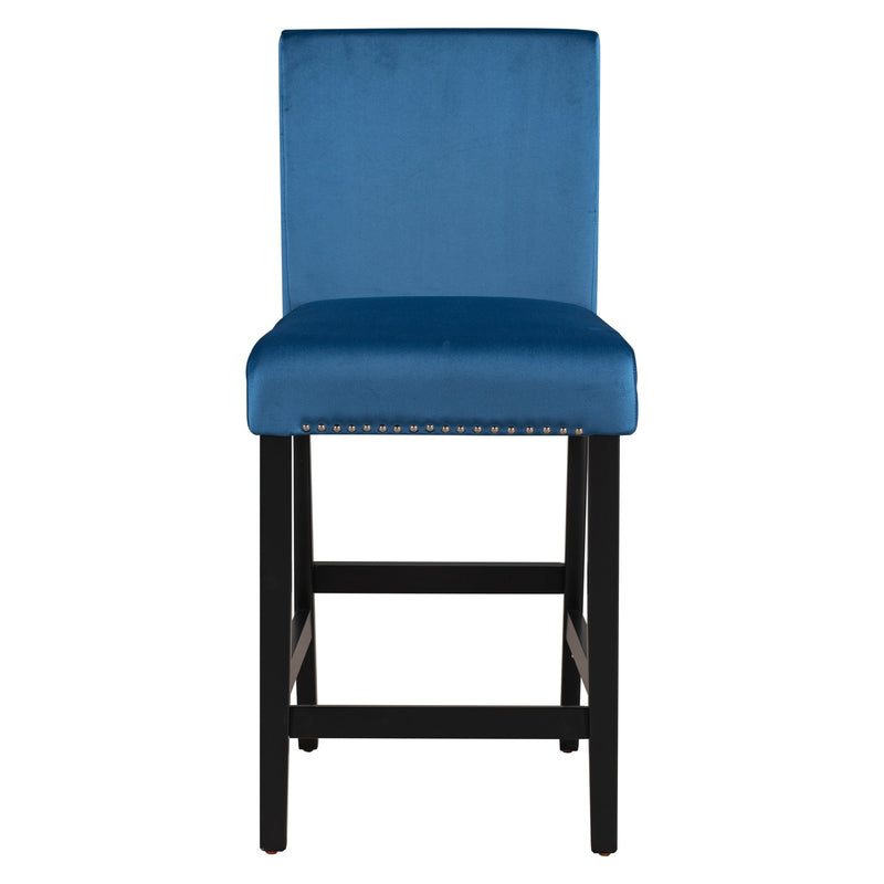 5-piece Counter Height Dining Table Set with One Faux Marble Dining Table and Four Upholstered-Seat Chairs, Table top: 40in.L x40in.W, for Kitchen and Living room Furniture,Blue