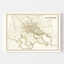 Vintage Map of Baltimore, Maryland 1838