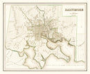 Vintage Map of Baltimore, Maryland 1838
