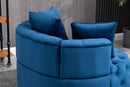 Accent Chair / Classical Barrel Chair for living room / Modern Leisure Sofa Chair (Blue)