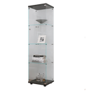 4 Shelves Glass Cabinet Glass Display Cabinet with One Door, Black