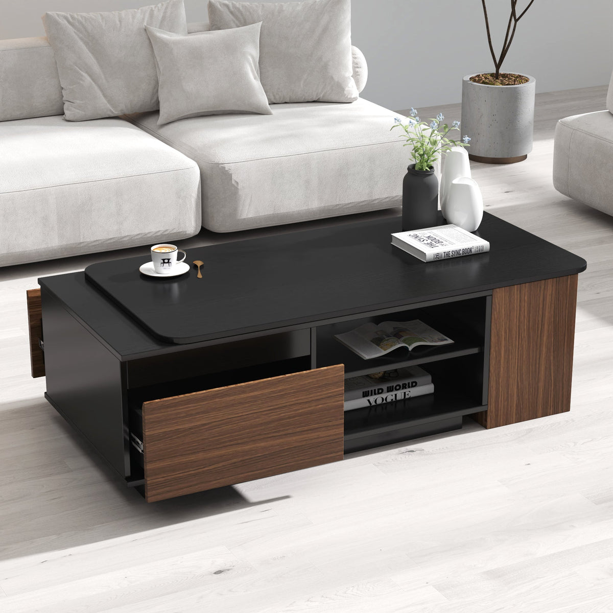 Extendable Coffee Table with 2 Storage Drawers, photo 3 of 10