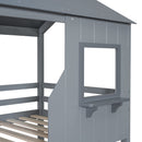 Twin Over Twin Bunk Bed With Roof, Window, Guardrail, Ladder by HouseOfZazla