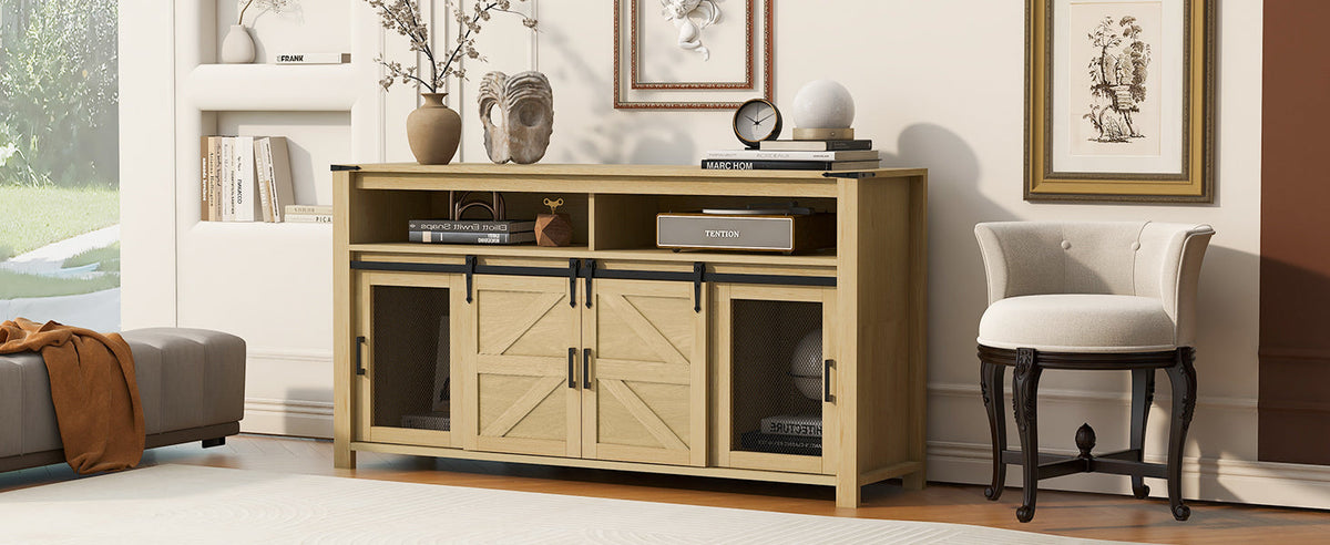 U_STYLE 59.3'' Sideboard with Sliding Barn Door, photo 4 of 10
