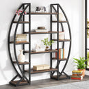 Triple Wide Oval Etagere Bookcase With Shelves For Living Room