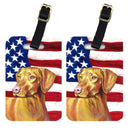USA American Flag with Vizsla Luggage Tag