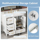 Bathroom Vanity With Sink, Soft Closing Doors & Drawers, Metal Handles