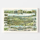 Vintage Map of Fresno, California 1891