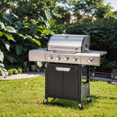 Propane Grill 4 Burner Stainless Steel Gas Grill with Side Burner