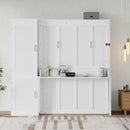 Queen Size Murphy Bed With Wardrobe, Space-Saving Hidden Wall Bed With Desk And Charging Station - White by HouseOfZazla