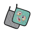 Oyster Pot Holder Set of 2 Heat Resistant Quilted Hot Pads 7.5 x 7.5 Inch, Insulated Kitchen Trivets for Cooking & Baking