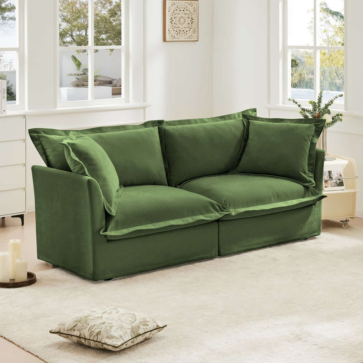 Modern Slipcovered 2-Seat Sofa, photo 3 of 10