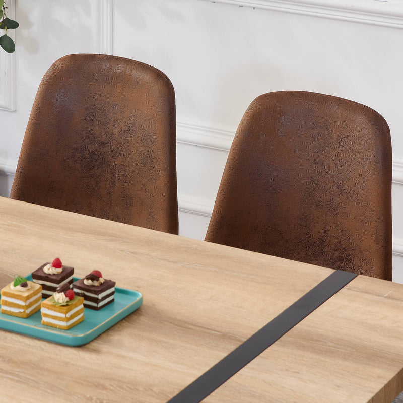 A set of 4 modern medieval style restaurant cushioned side chairs, equipped with soft cushions and black metal legs, suitable for kitchens, lounges, and farmhouses.