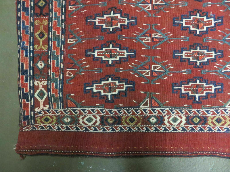 45" X 32" Antique Handmade Bokhara Turkoman Yomud Chuval Wool Rug Soumak NICE