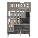 Stairway Bunk Bed With Storage And Guard Rail For Bedroom by HouseOfZazla