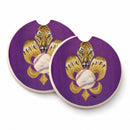 Tiger Fleur de Lis Baseball Set of 2 Cup Holder Car Coasters Absorbent Round Sandstone Coasters Gifts for Men or Women, 2.5, Multicolor