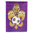 Tiger Fleur de lis Soccer House Flag 28x40 Porch Sleeve Pole Decorative Outside Yard Banner Artwork Wall Hanging, Polyester