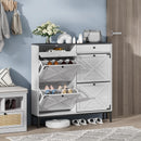 Large Shoe Cabinet with 4 Flip Drawers, Freestanding Shoe Cabinet Organizer with Metal Drawer Bracket, Shoes Storage Cabinet for Entryway, Narrow Shoe Rack Cabinet, White