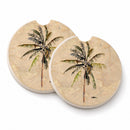 Palm Tree Set of 2 Cup Holder Car Coasters Absorbent Round Sandstone Coasters Gifts for Men or Women, 2.5, Multicolor