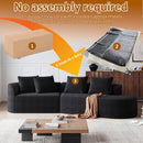 Upholstered Oversized Sectional Sofa, 4 Seater Extra Deep & Wide Curved Cloud Couch With 4 Throw Pillows For Living Room - Black by HouseOfZazla