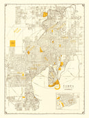 Vintage Map of Tampa, Florida 1947