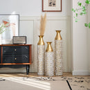 Mother's Day Gift Set Gilded White 3D Relief Flower Metal Vase Set - White / Gold by HouseOfZazla