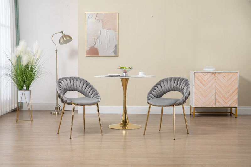 Accent Chairs Set of 2, Velvet Side Chairs with Gold Legs, Mid-Century Upholstered Dining Chairs for Living Room, Kitchen, Bedroom, Beauty Room